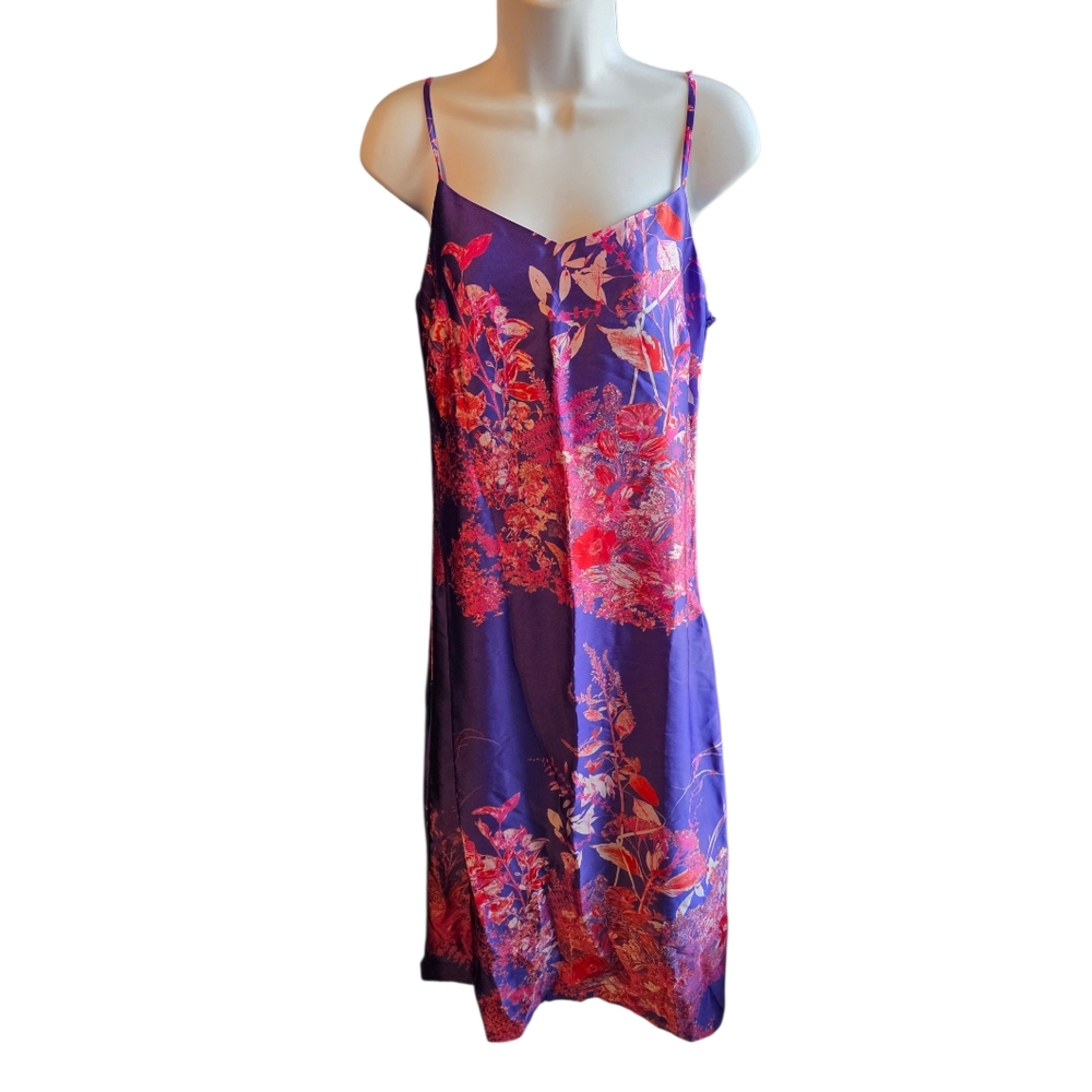 Banana Republic Purple Red Floral Maxi Slip Dress Size 4